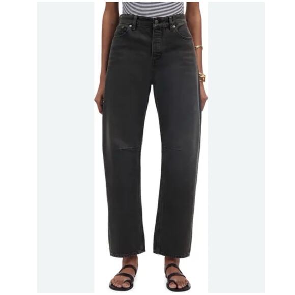 Madewell The Darted Barrel Leg Jeans Petite Size 26P Black Button Fly Boho Denim - Picture 1 of 16